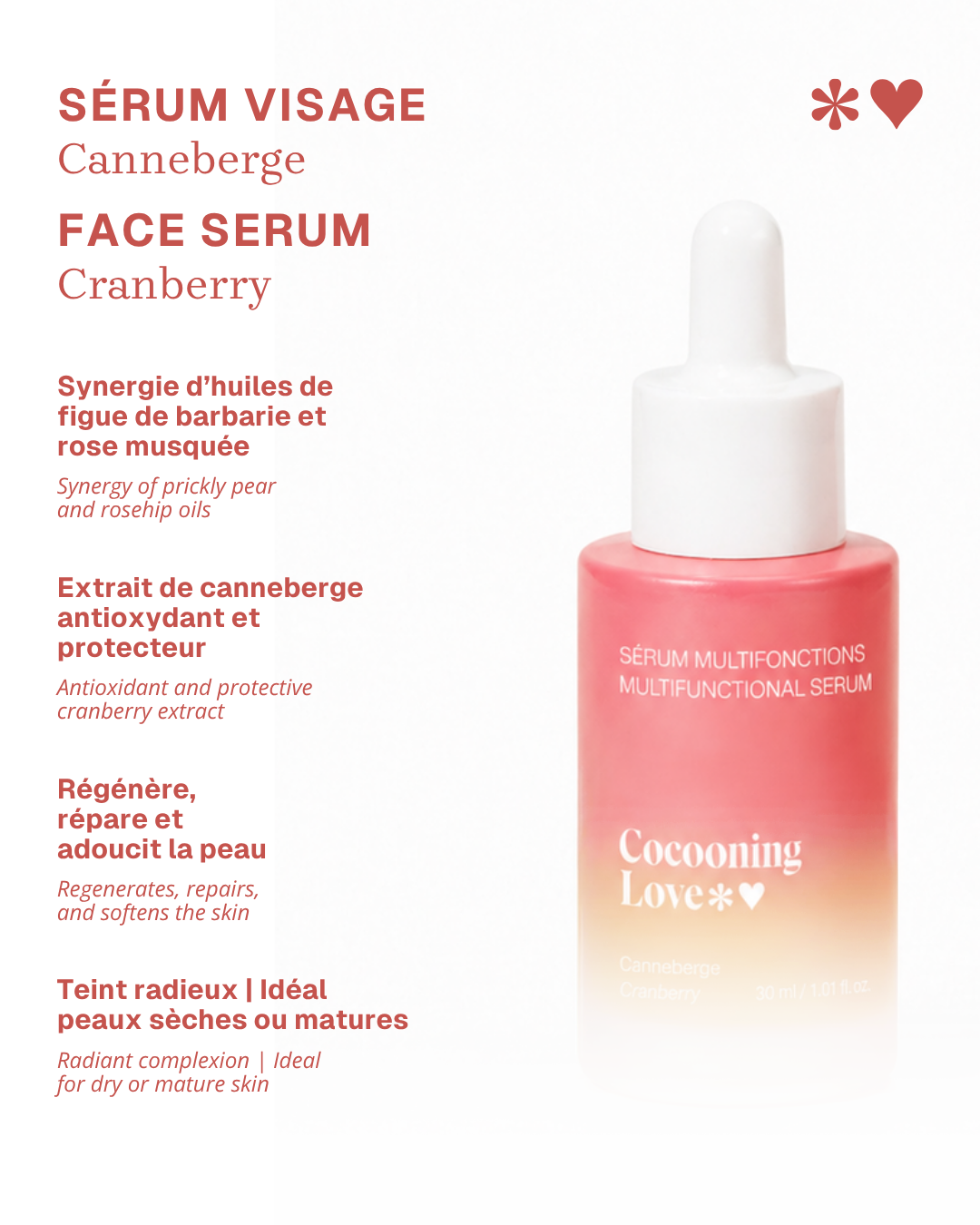 Nourishing Face Serum for Dry and Mature Skin – Cranberry & Prickly Pear