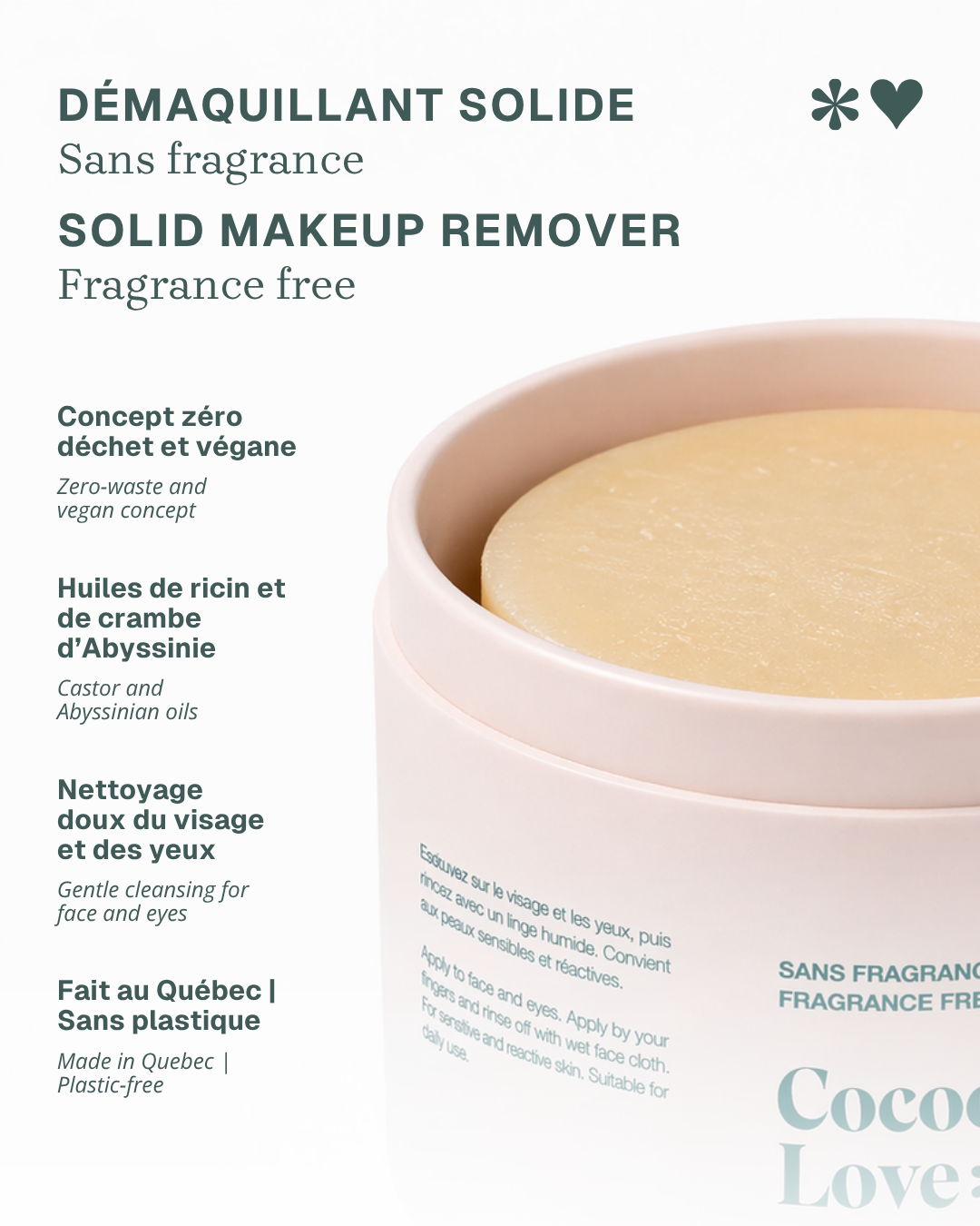 Natural Solid Makeup Remover – Tiare Flower